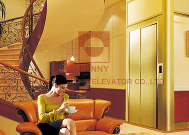 Load 250 - 400kg Elevator Rumah Residential Dengan Veneer Kayu Dan Cermin Etch