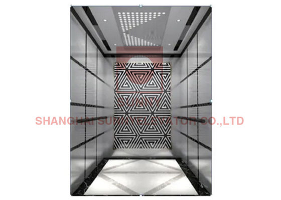 Pengamatan 1,75m / S 800kg Ruang Mesin Kurang Lift Dengan Kaca Stainless Steel