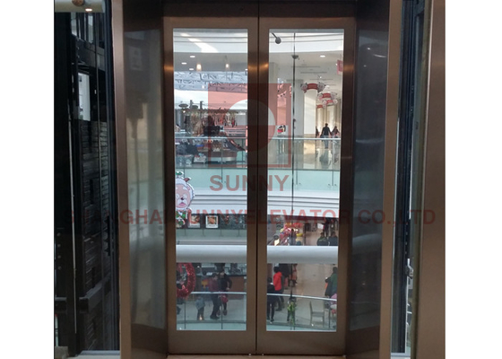 MR Round Sightseeing Glass Panoramic Elevator Lantai Marmer 630KG