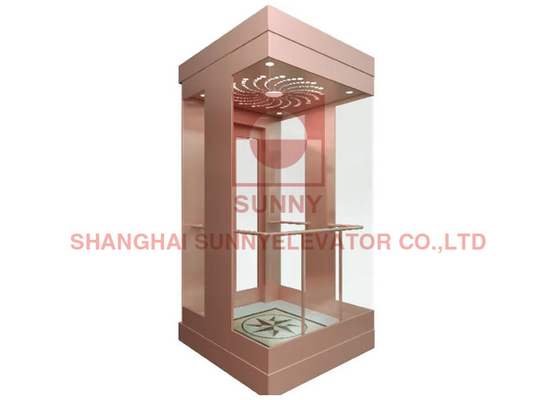1.0~4.0m/S Center Opening Door Passenger Home Lift Cabin Kaca Untuk Rumah