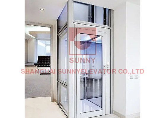 1.0~4.0m/S Center Opening Door Passenger Home Lift Cabin Kaca Untuk Rumah