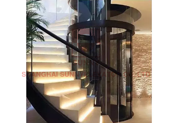 2 - 5 Orang Lift Rumah Perumahan Dengan Poros Kaca Dan Lantai PVC