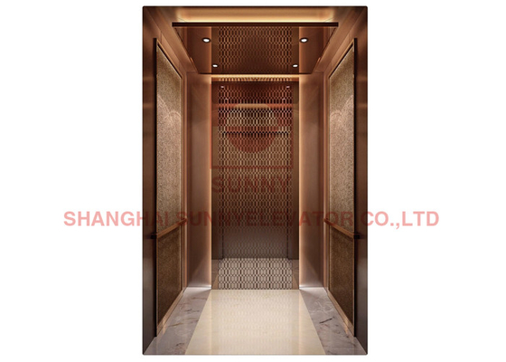 500kg Titanium Mirror Etching Stainless Steel Penumpang Villa Lift Dengan Kualitas Baik