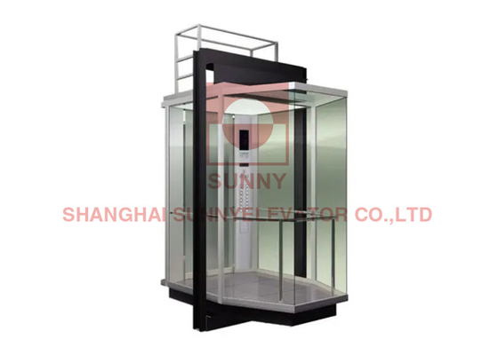 500~1000kg Kabin Rhombus Lift Panorama, Lift Observasi Tanpa Ruang Mesin