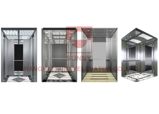 Penumpang Pintu Tunggal 4.00m / S 1600kg Penumpang Lift Cermin Etsa Stainless Steell