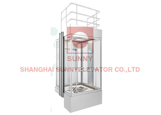 CE 3500lbs Eksterior Panoramik Komersial Kaca Lift Pusat Lift Pintu Pembukaan