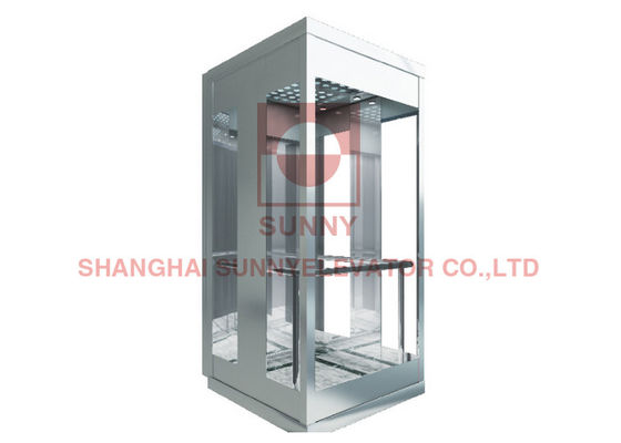 630kg VVVF Pegangan Kayu 3C Building Glass Panoramic Elevator