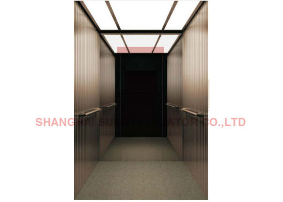 400kg VVVF Residential Elevator Lift Dengan Rose Gold Etched Stainless Steel