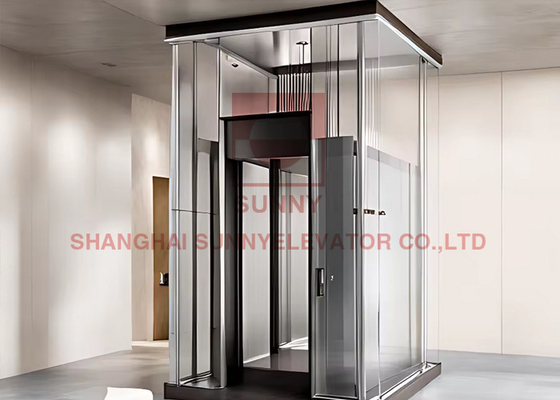 2-4 Lantai 300KG Home Elevator Luxury Observation Residential Lift