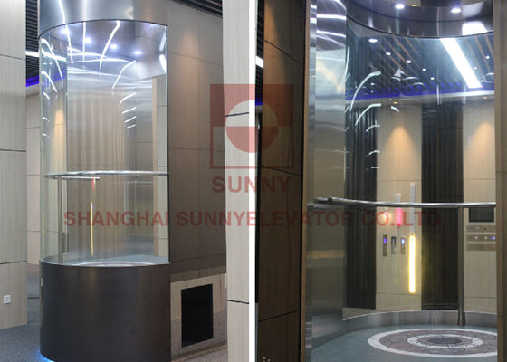 Lift Panorama Kaca Stainless Steel Tetragonal 2100kg Dengan MR / MRL