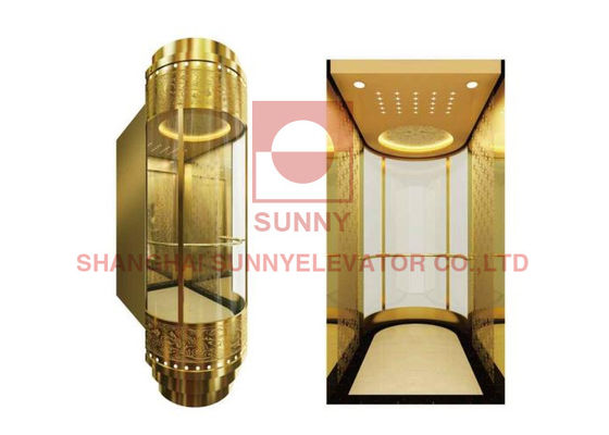 2.5m/S Braille Button Vvvf Panoramic Elevator Tanpa Ruang Mesin